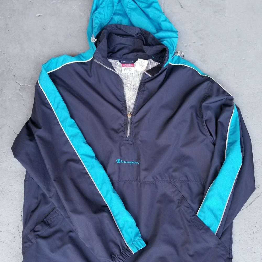 VTG Champion Jacket Spell Out Logo Large